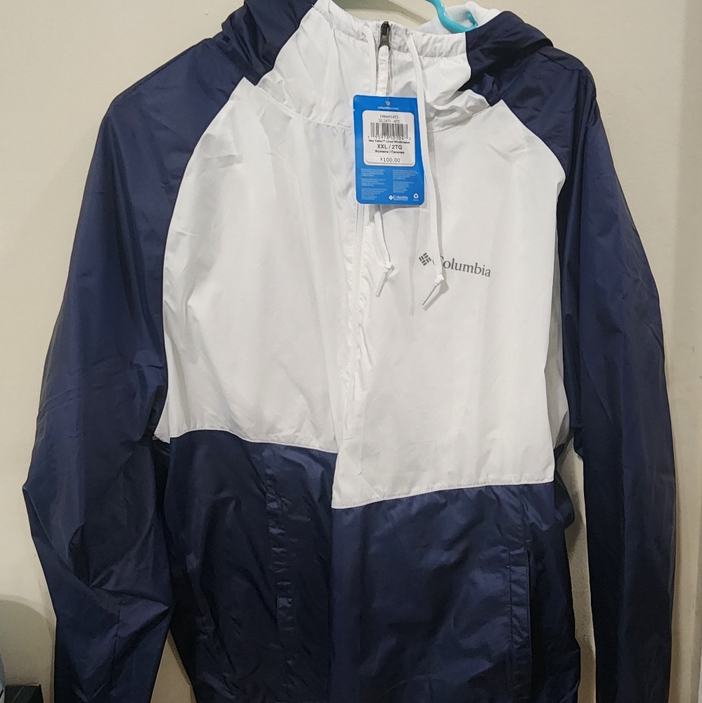 Columbia Blue and White Windbreaker Jacket